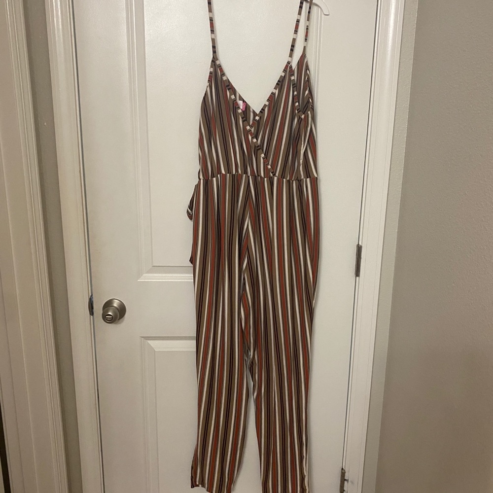 Striped spaghetti jumpsuit